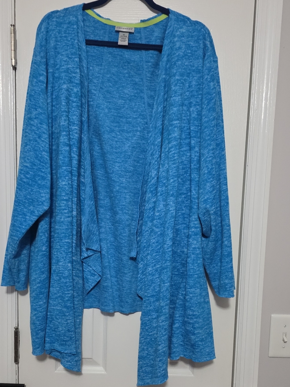 Catherines Heathered Blue Open-Front Women's Cardigan